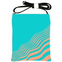 Water Waves Blue Orange Shoulder Sling Bags