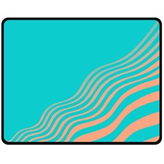 Water Waves Blue Orange Fleece Blanket (medium) 