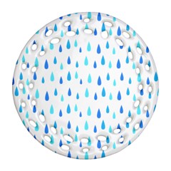 Water Rain Blue Ornament (round Filigree)