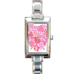 Valentines Day Pink Heart Love Rectangle Italian Charm Watch by Alisyart