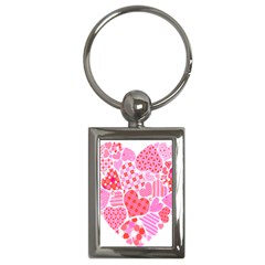 Valentines Day Pink Heart Love Key Chains (rectangle)  by Alisyart