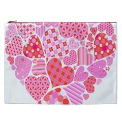 Valentines Day Pink Heart Love Cosmetic Bag (xxl) 