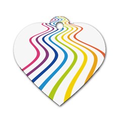 Wave Rainbow Dog Tag Heart (two Sides)