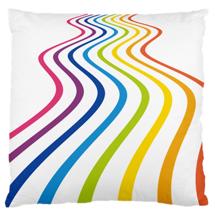 Wave Rainbow Large Cushion Case (Two Sides)