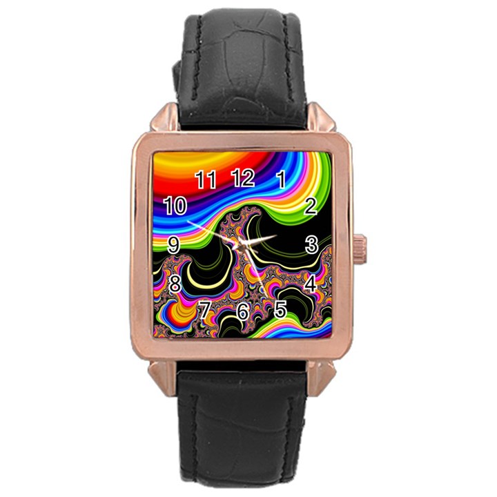 Wave Color Rose Gold Leather Watch 