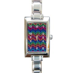 Wave Chevron Rainbow Color Rectangle Italian Charm Watch by Alisyart