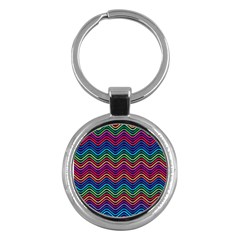 Wave Chevron Rainbow Color Key Chains (round)  by Alisyart