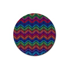 Wave Chevron Rainbow Color Rubber Coaster (round) 