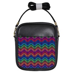 Wave Chevron Rainbow Color Girls Sling Bags