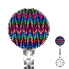 Wave Chevron Rainbow Color Stainless Steel Nurses Watch