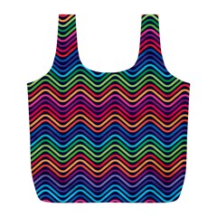 Wave Chevron Rainbow Color Full Print Recycle Bags (l) 