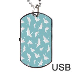 Origamim Paper Bird Blue Fly Dog Tag Usb Flash (two Sides)