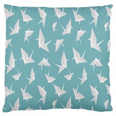 Origamim Paper Bird Blue Fly Large Cushion Case (two Sides)