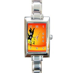 Breakdancer Dancing Orange Rectangle Italian Charm Watch by Alisyart