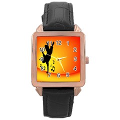 Breakdancer Dancing Orange Rose Gold Leather Watch 