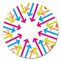 Arrows Pink Blue Orange Green Magnet 5  (round)