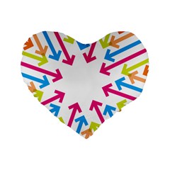 Arrows Pink Blue Orange Green Standard 16  Premium Flano Heart Shape Cushions by Alisyart