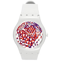 Bright  Memphis Purple Triangle Round Plastic Sport Watch (m)