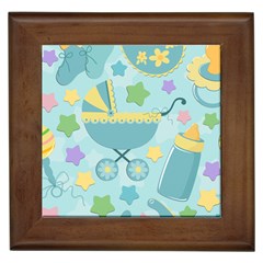 Baby Stroller Star Blue Framed Tiles