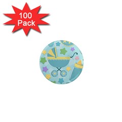 Baby Stroller Star Blue 1  Mini Magnets (100 Pack) 