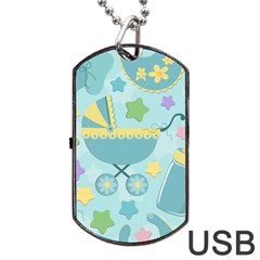 Baby Stroller Star Blue Dog Tag Usb Flash (one Side)