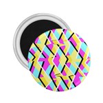 Bright Zig Zag Scribble Yellow Pink 2.25  Magnets Front