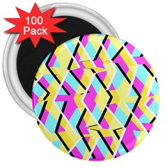 Bright Zig Zag Scribble Yellow Pink 3  Magnets (100 Pack) by Alisyart