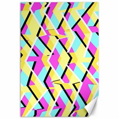 Bright Zig Zag Scribble Yellow Pink Canvas 12  X 18  