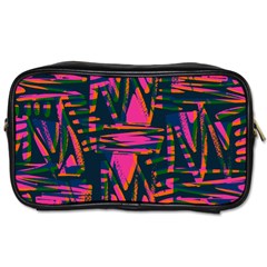 Bright Zig Zag Scribble Pink Green Toiletries Bags