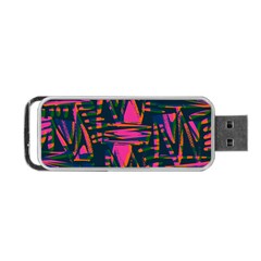 Bright Zig Zag Scribble Pink Green Portable Usb Flash (one Side)