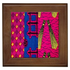 Broom Stick Gold Yellow Pink Blue Plaid Framed Tiles