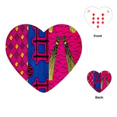 Broom Stick Gold Yellow Pink Blue Plaid Playing Cards (heart)  by Alisyart