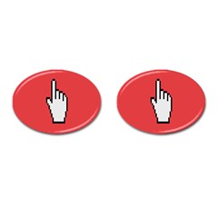 Cursor Index Finger White Red Cufflinks (oval)