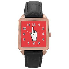 Cursor Index Finger White Red Rose Gold Leather Watch  by Alisyart