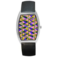 Crazy Zig Zags Blue Yellow Barrel Style Metal Watch by Alisyart