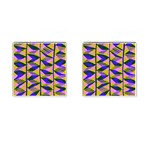 Crazy Zig Zags Blue Yellow Cufflinks (Square) Front(Pair)