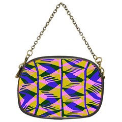 Crazy Zig Zags Blue Yellow Chain Purses (one Side) 