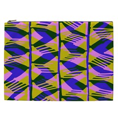 Crazy Zig Zags Blue Yellow Cosmetic Bag (xxl) 