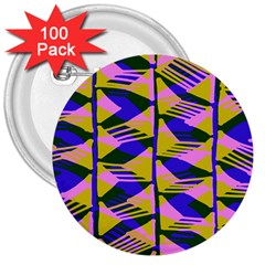 Crazy Zig Zags Blue Yellow 3  Buttons (100 Pack) 