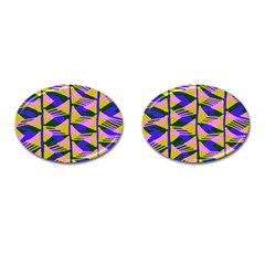 Crazy Zig Zags Blue Yellow Cufflinks (oval)