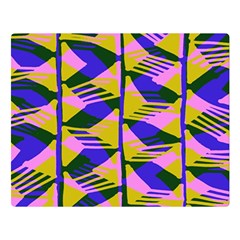 Crazy Zig Zags Blue Yellow Double Sided Flano Blanket (large) 
