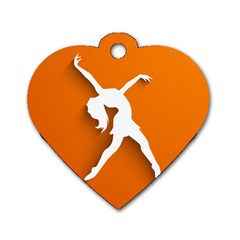 Dance Dancing Orange Girl Dog Tag Heart (two Sides) by Alisyart