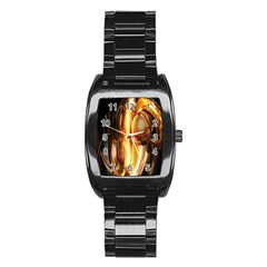 Digital Art Gold Stainless Steel Barrel Watch