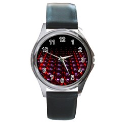 Digital Balls Lights Purple Red Round Metal Watch by Alisyart