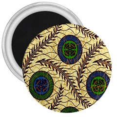 Fabrick Batik Brown Blue Green Leaf Flower Floral 3  Magnets by Alisyart