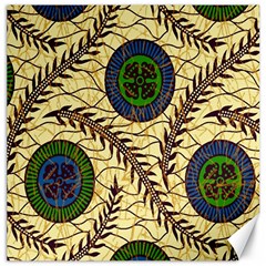 Fabrick Batik Brown Blue Green Leaf Flower Floral Canvas 16  X 16  