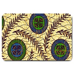 Fabrick Batik Brown Blue Green Leaf Flower Floral Large Doormat  by Alisyart