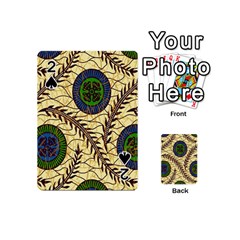 Fabrick Batik Brown Blue Green Leaf Flower Floral Playing Cards 54 (mini)  by Alisyart