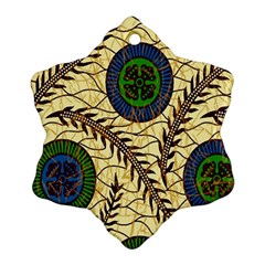 Fabrick Batik Brown Blue Green Leaf Flower Floral Ornament (snowflake)