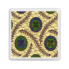 Fabrick Batik Brown Blue Green Leaf Flower Floral Memory Card Reader (square) 